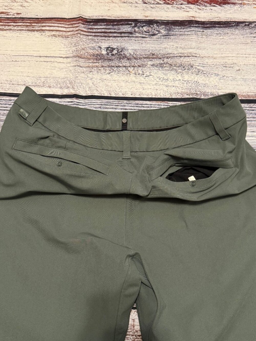Lululemon ABC Slim Fit Olive Green Warpstreme Pants Men's Size 34 EUC LM5AQZS - Picture 9 of 10
